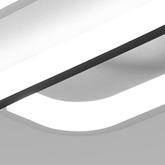 Modern Minimalist Square Line Iron PVC LED Semi-Flush Mount Ceiling Light For Bedroom
