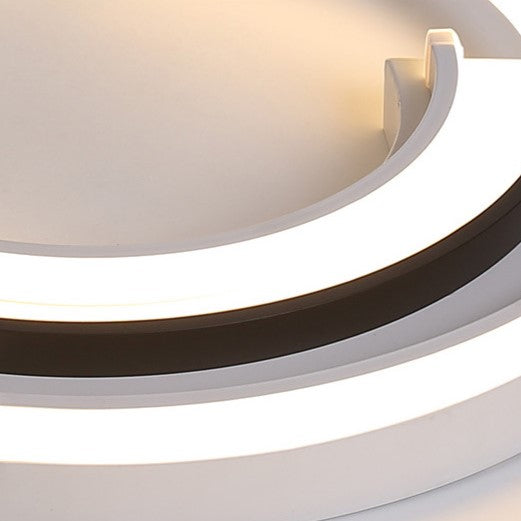 Modern Minimalist Line Round Iron Aluminum Frame Acrylic Shade LED Flush Mount Ceiling Light For Bedroom