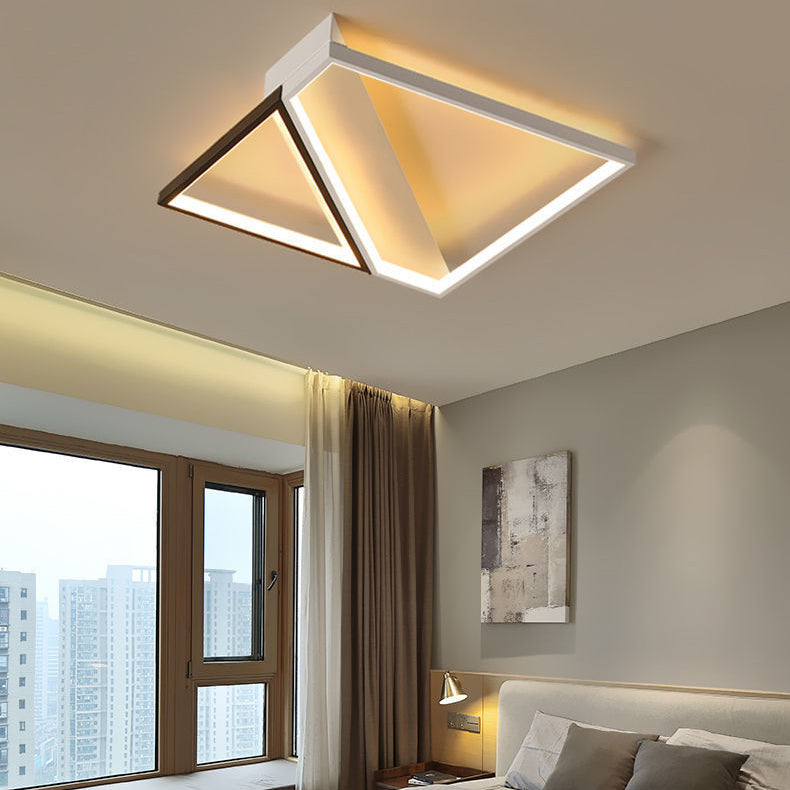 Modern Minimalist Lines Square Irregular Combination Iron LED Flush Mount Ceiling Light For Bedroom