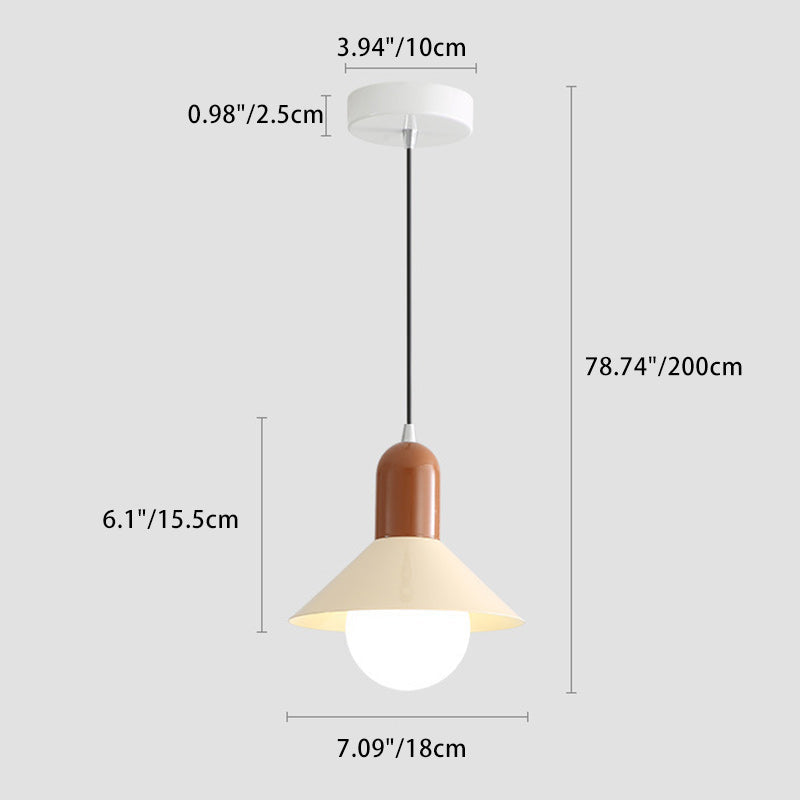 Contemporary Creative Round Cone Iron Shade 1-Light Pendant Light For Bedroom