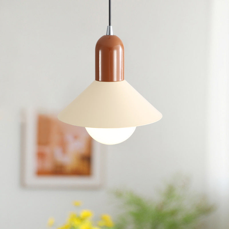 Contemporary Creative Round Cone Iron Shade 1-Light Pendant Light For Bedroom