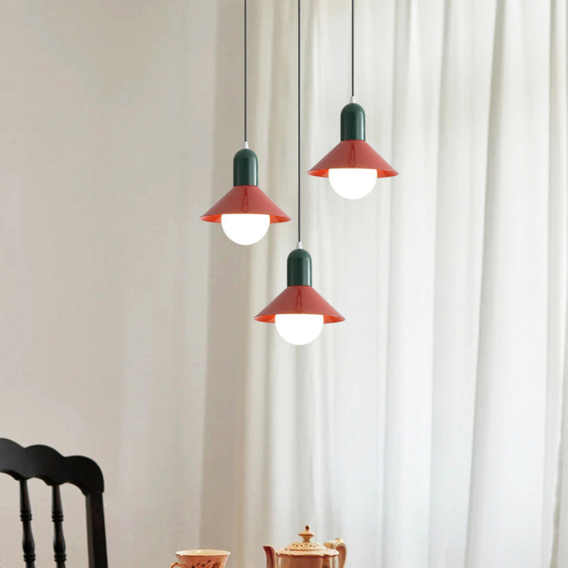 Contemporary Creative Round Cone Iron Shade 1-Light Pendant Light For Bedroom