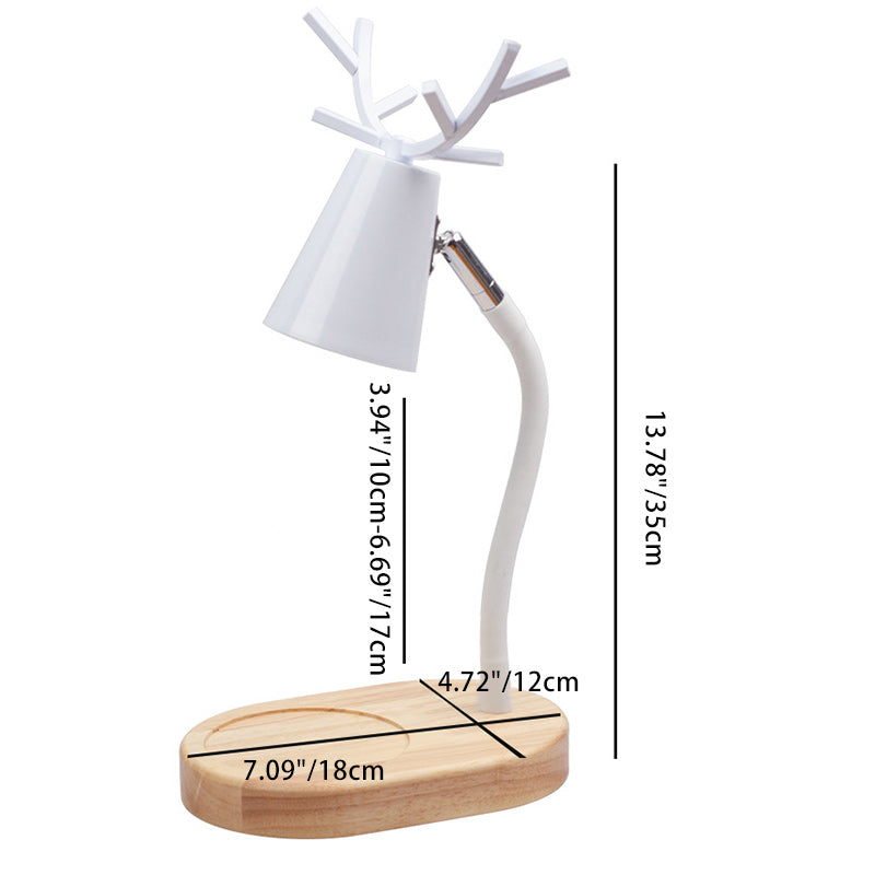 Modern Art Deco Cylinder Antler Wooden Base Iron Shade 1-Light Aromatherapy Melting Wax Table Lamp For Bedroom