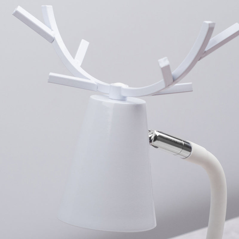 Modern Art Deco Cylinder Antler Wooden Base Iron Shade 1-Light Aromatherapy Melting Wax Table Lamp For Bedroom