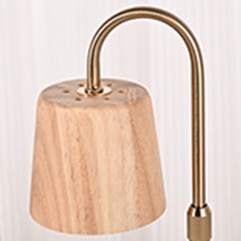 Modern Minimalist Square Cylindrical Wooden Base Iron 1-Light Aroma Melting Wax Table Lamp For Bedroom