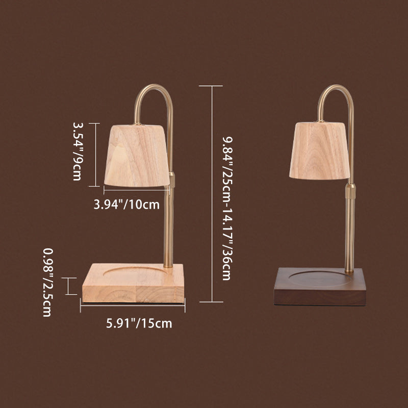 Modern Minimalist Square Cylindrical Wooden Base Iron 1-Light Aroma Melting Wax Table Lamp For Bedroom
