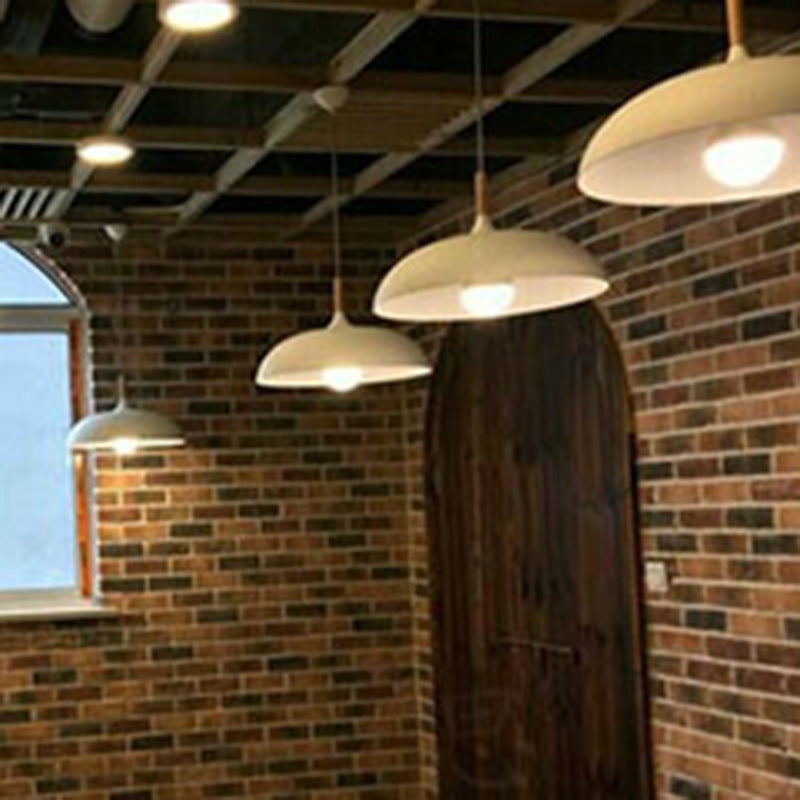 Modern Minimalist Round Pot Lid Shape Solid Wood Aluminum 1-Light Pendant Light For Living Room