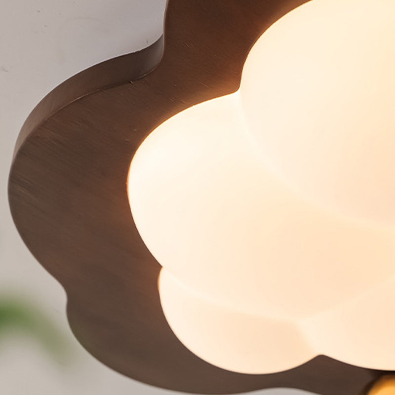 Contemporary Creative Cloud Pentagram Heart Solid Wood Iron Acrylic LED Flush Mount Ceiling Light For Bedroom