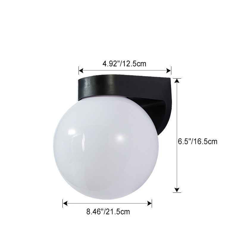 Modern Simplicity Waterproof Orb Polycarbonate Acrylic 1-Light Wall Sconce Lamp For Outdoor Patio