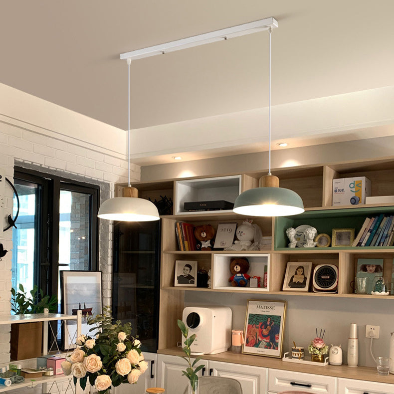 مصباح معلق معاصر على شكل وعاء دائري من الخشب والحديد لغرفة المعيشة