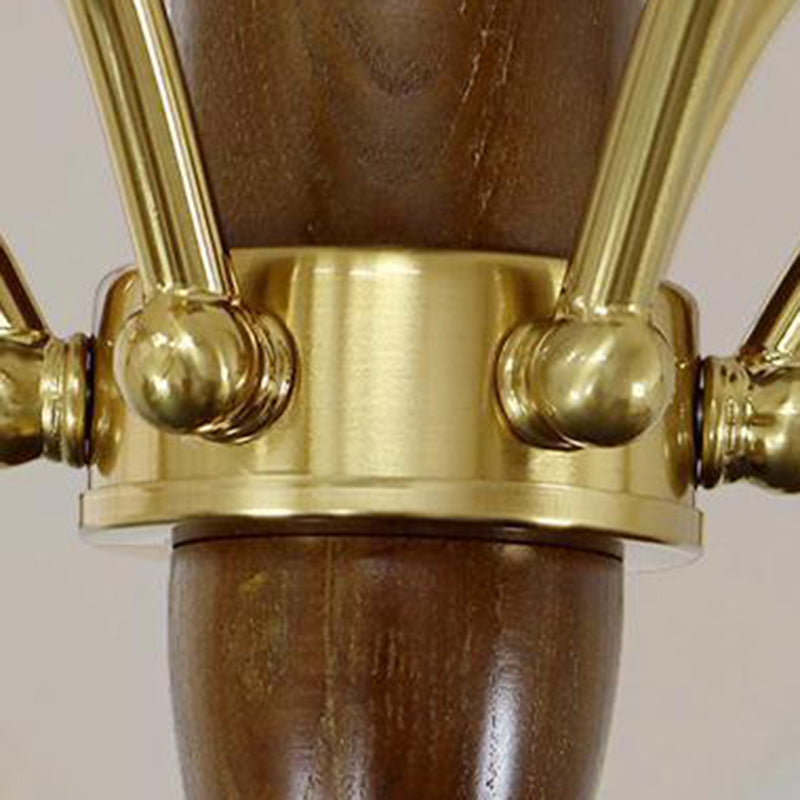 伝統的なフレンチブランチカーブロッドフローラルウッドアイアンフレームアクリルガラスシェード3/6/8/10ライトシャンデリアリビングルーム用