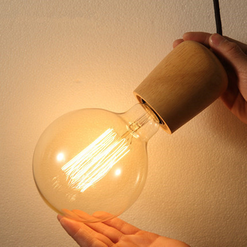 Modern Minimalist Dome Solid Wood 1-Light Pendant Light For Living Room