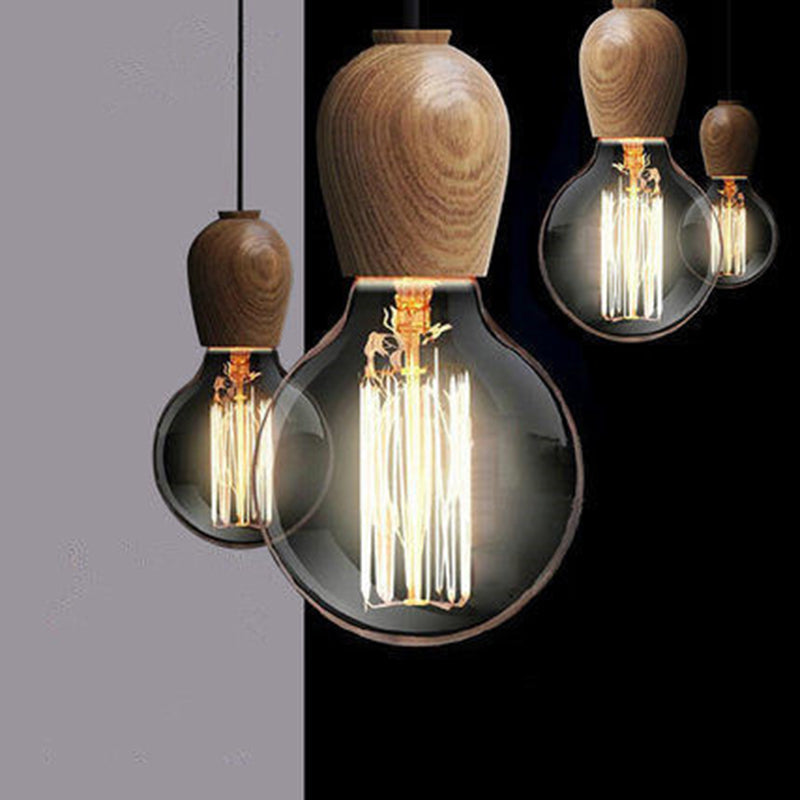 Modern Minimalist Dome Solid Wood 1-Light Pendant Light For Living Room
