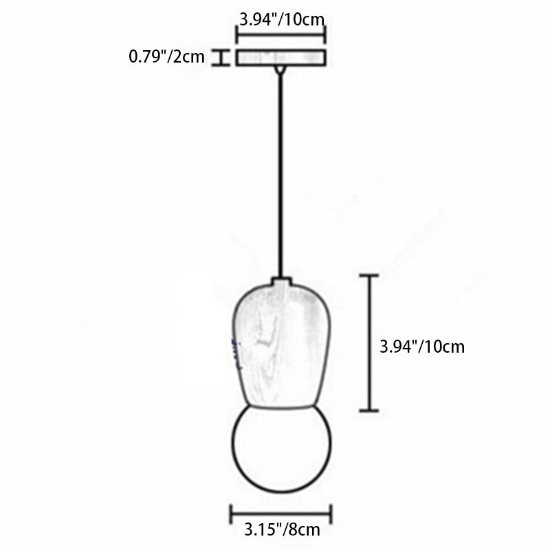 Modern Minimalist Dome Solid Wood 1-Light Pendant Light For Living Room