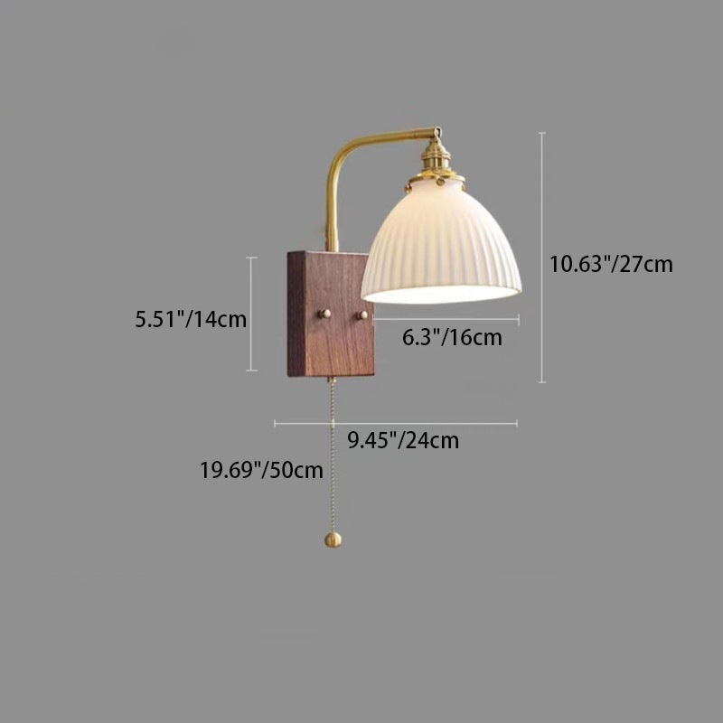 Traditional Vintage Round Cylinder Cone Trapezoidal Copper Ceramic 1-Light Wall Sconce Lamp For Bedroom