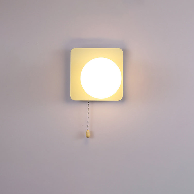 Modern Minimalist Round Square Triangle Orb Iron Glass 1-Light Wall Sconce Lamp For Living Room