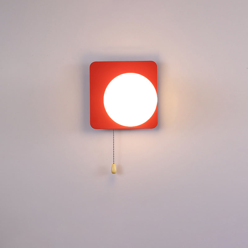 Modern Minimalist Round Square Triangle Orb Iron Glass 1-Light Wall Sconce Lamp For Living Room