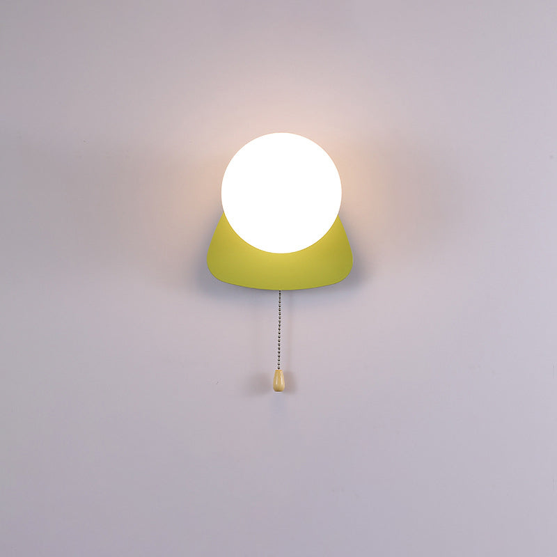Modern Minimalist Round Square Triangle Orb Iron Glass 1-Light Wall Sconce Lamp For Living Room