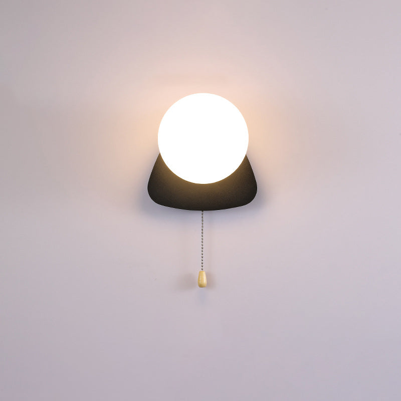 Modern Minimalist Round Square Triangle Orb Iron Glass 1-Light Wall Sconce Lamp For Living Room