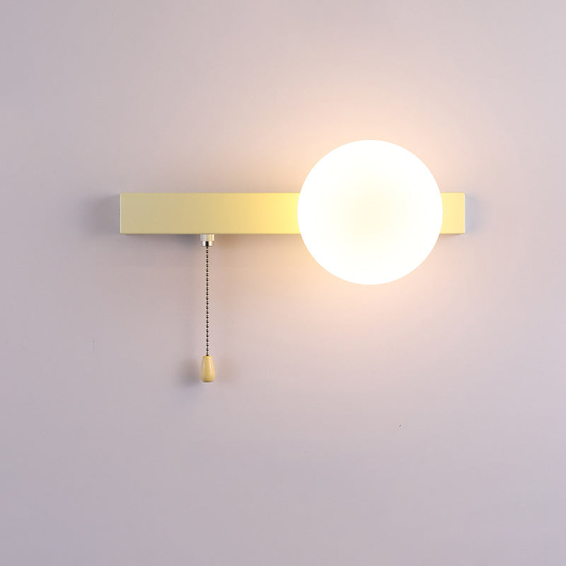 Modern Minimalist Round Square Triangle Orb Iron Glass 1-Light Wall Sconce Lamp For Living Room