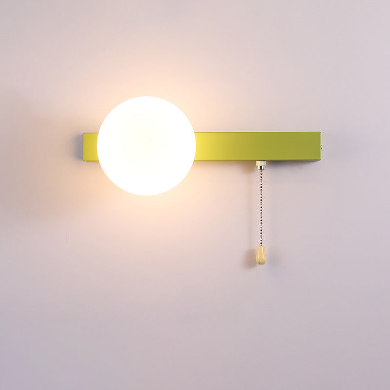 Modern Minimalist Round Square Triangle Orb Iron Glass 1-Light Wall Sconce Lamp For Living Room