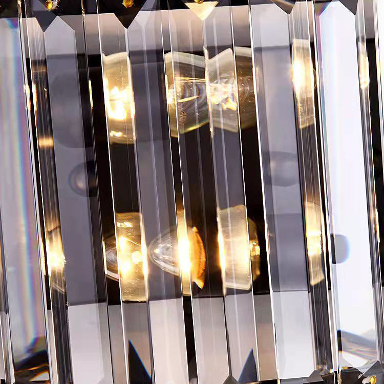 Modern Luxury Half Circle Striped Iron Crystal 2-Light Wall Sconce Lamp For Living Room