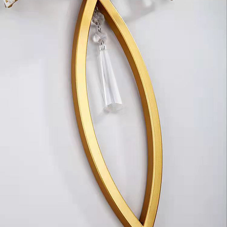 Modern Luxury Half Circle Striped Iron Crystal 2-Light Wall Sconce Lamp For Living Room