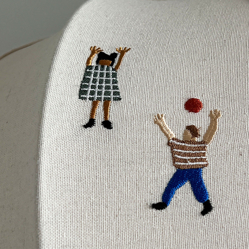 伝統的なヴィンテージグローブキッズ刺繍コットンリネンシェードアイアンフレーム1ライトペンダントライト寝室用