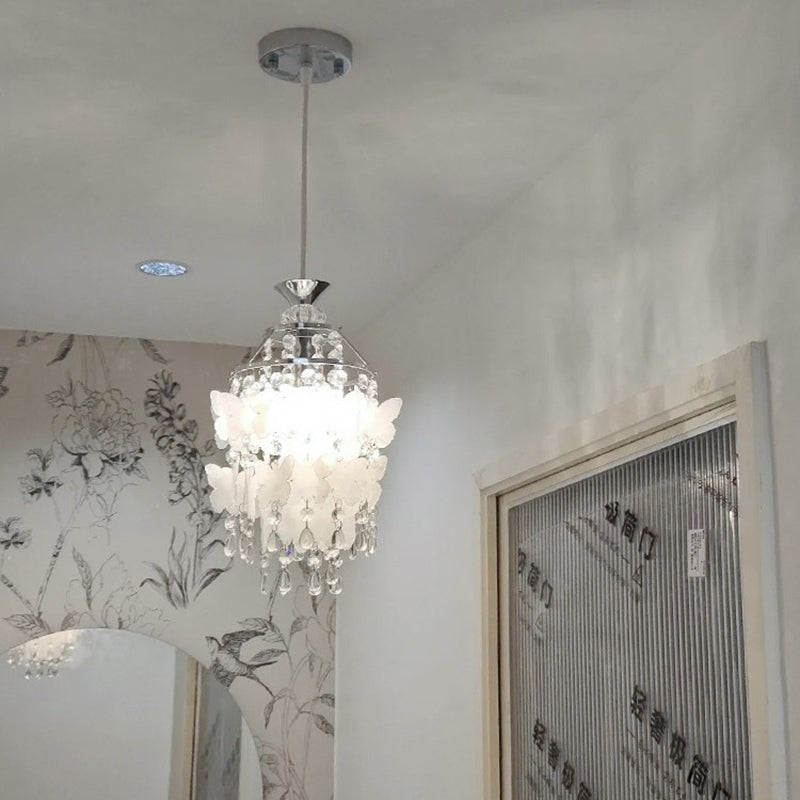 Contemporary Creative Round Shell Butterfly Grape Shape Glass Hardware 1-Light Pendant Light For Living Room