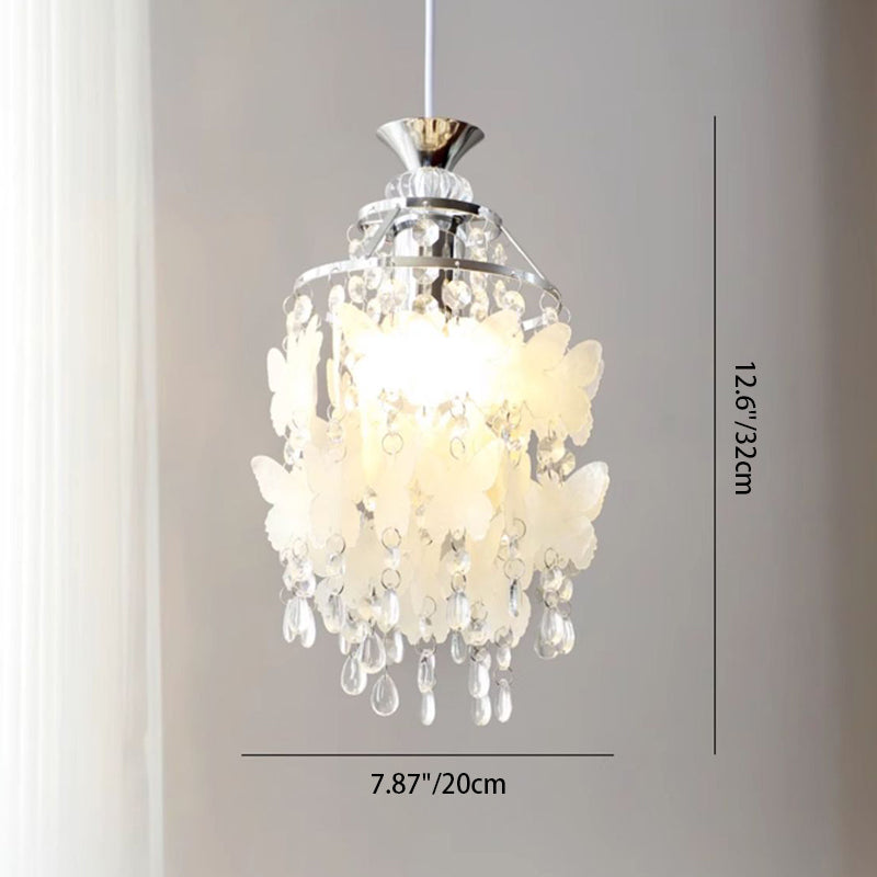 Contemporary Creative Round Shell Butterfly Grape Shape Glass Hardware 1-Light Pendant Light For Living Room