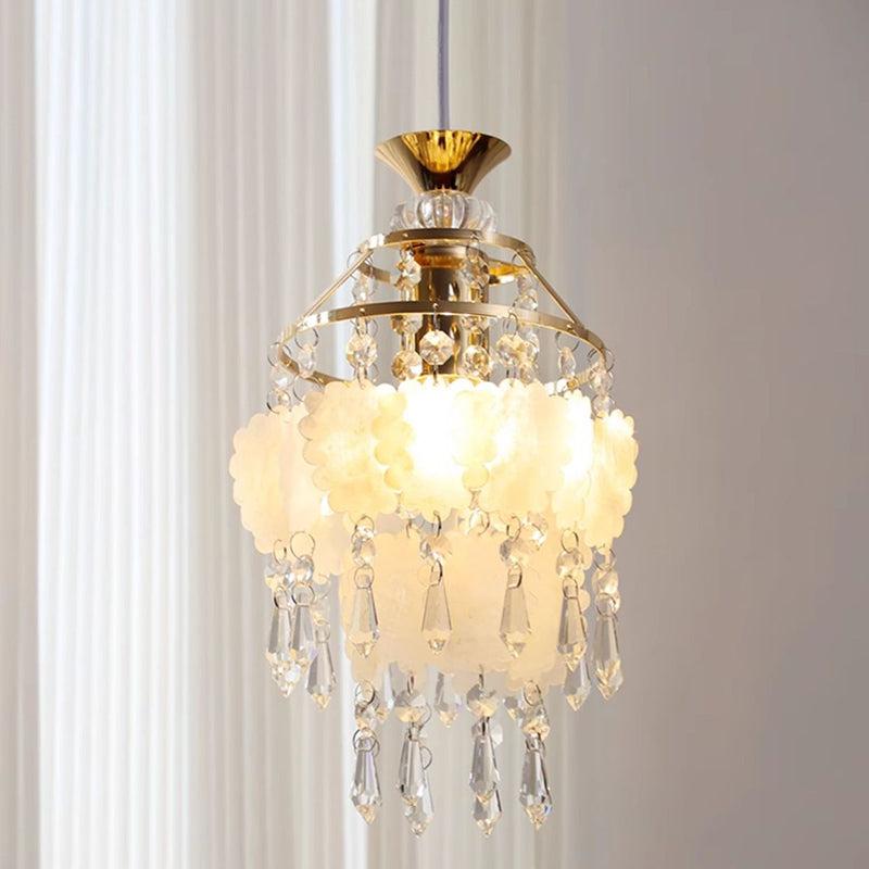 Contemporary Creative Round Shell Butterfly Grape Shape Glass Hardware 1-Light Pendant Light For Living Room