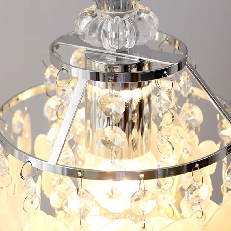 Contemporary Creative Round Shell Butterfly Grape Shape Glass Hardware 1-Light Pendant Light For Living Room