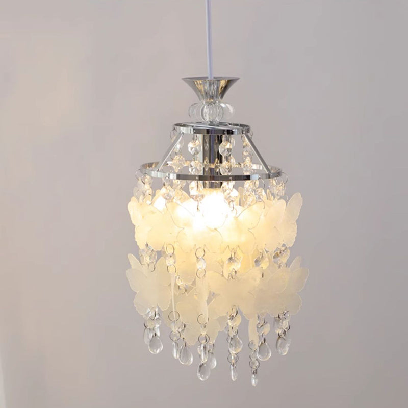 Contemporary Creative Round Shell Butterfly Grape Shape Glass Hardware 1-Light Pendant Light For Living Room
