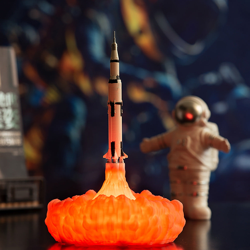 Modern Art Deco 3D Printed Rocket PLA LED Table Lamp For Bedroom