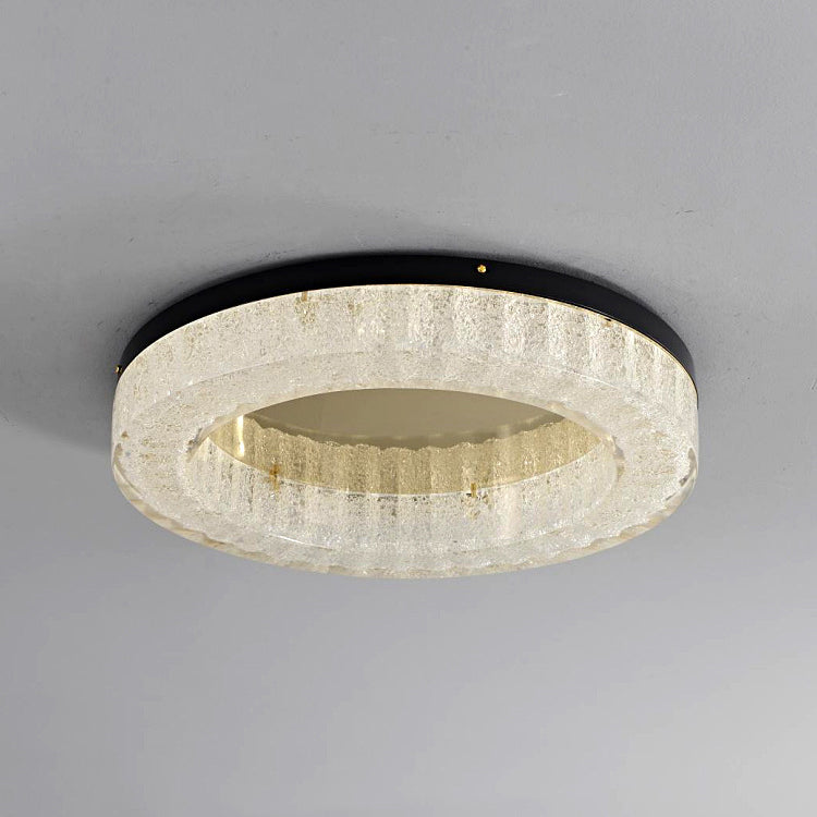Modern Luxury Round Full Copper Stainless Steel Resin LED Flush Mount Ceiling Light For Living Room