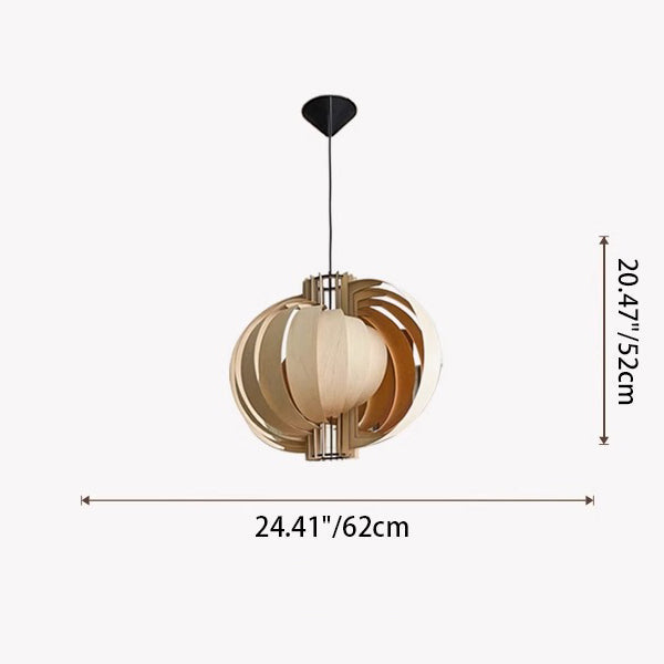 Traditional Vintage Globe Moon Shape Wood 1-Light Pendant Light For Living Room