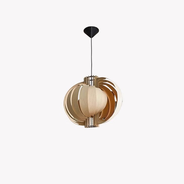 Traditional Vintage Globe Moon Shape Wood 1-Light Pendant Light For Living Room