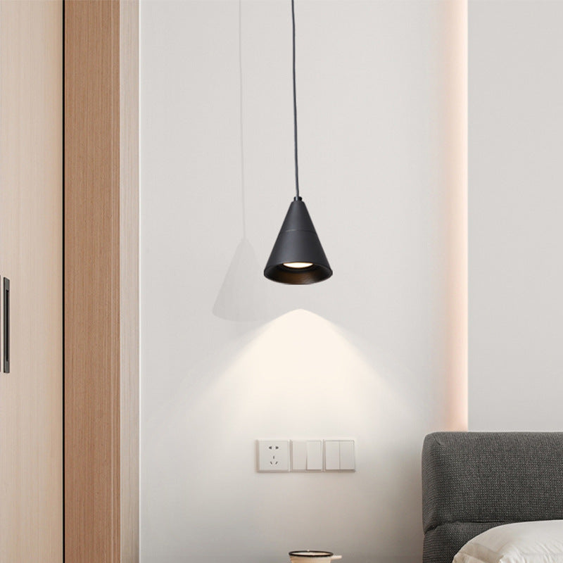 Modern Minimalist Cone Aluminum LED Pendant Light For Bedroom