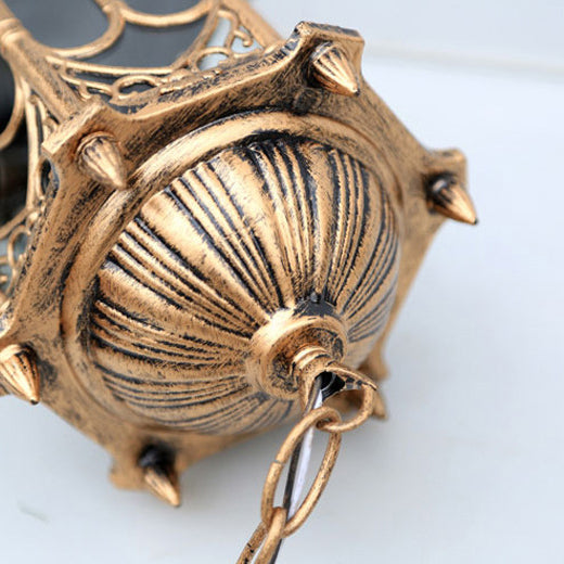 Traditional Vintage Waterproof Hexagonal Column Palace Aluminum Acrylic 1-Light Pendant Light For Outdoor Patio