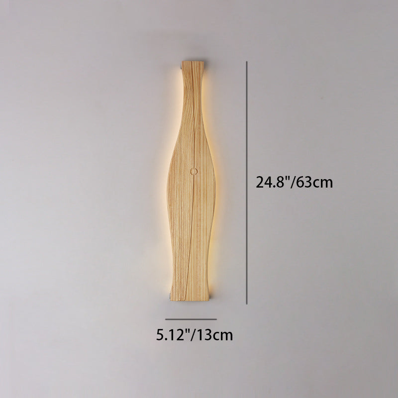 伝統的な日本の花瓶型木製アルミシリコンLED壁取り付け用燭台ランプ(リビングルーム用)