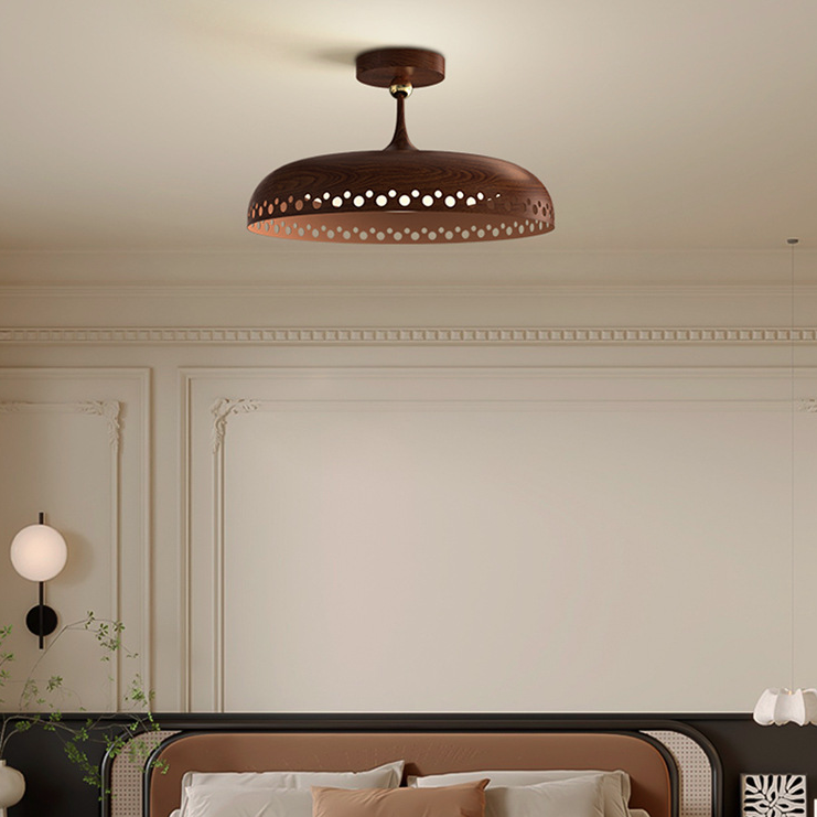 مصباح سقف LED شبه مسطح بتصميم عصري إبداعي على شكل قرص دائري مجوف بإطار من الحديد وغطاء أكريليك لغرفة النوم