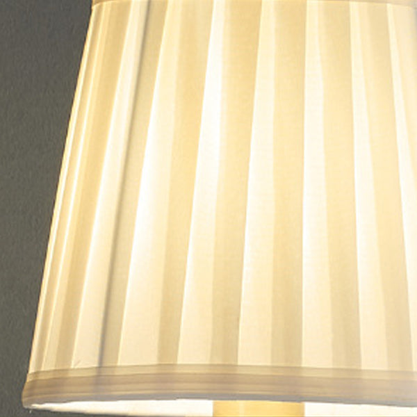 Traditional Vintage Curved Pole Round Trapezoidal Stripe Fabric Shade Brass 1/2 Light Wall Sconce Lamp For Living Room