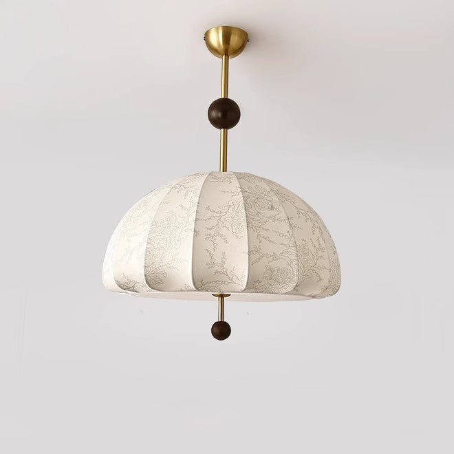 مصباح معلق فرنسي تقليدي نصف بيضاوي الشكل مطبوع عليه زهور من القماش بإطار خشبي من الحديد 3/4/5 مصابيح لغرفة المعيشة
