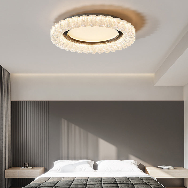 Modern Minimalist Round Lace Hardware Acrylic LED Flush Mount Ceiling Light For Bedroom