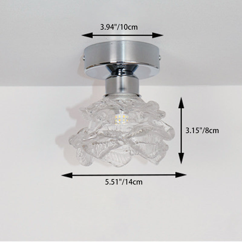 Modern Minimalist Rose Iron Glass Shade 1-Light Semi-Flush Mount Ceiling Light For Living Room