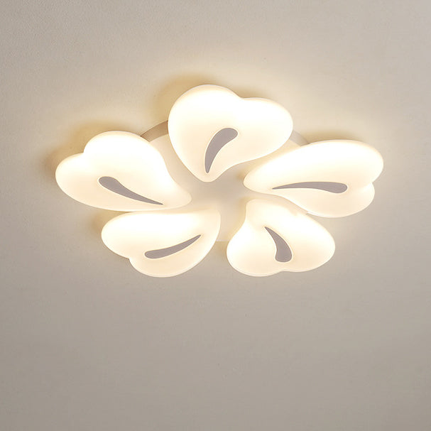Modern Minimalist Heart Iron Acrylic Shade LED Semi-Flush Mount Ceiling Light For Living Room