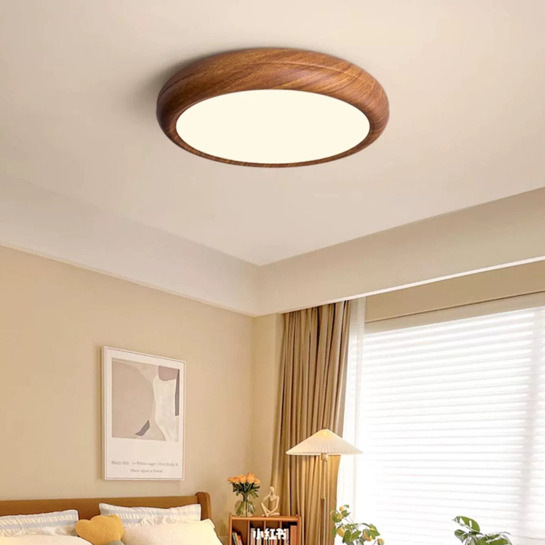 寝室用 伝統的な日本製 丸型 鉄製 アクリルシェード LED フラッシュマウント シーリングライト