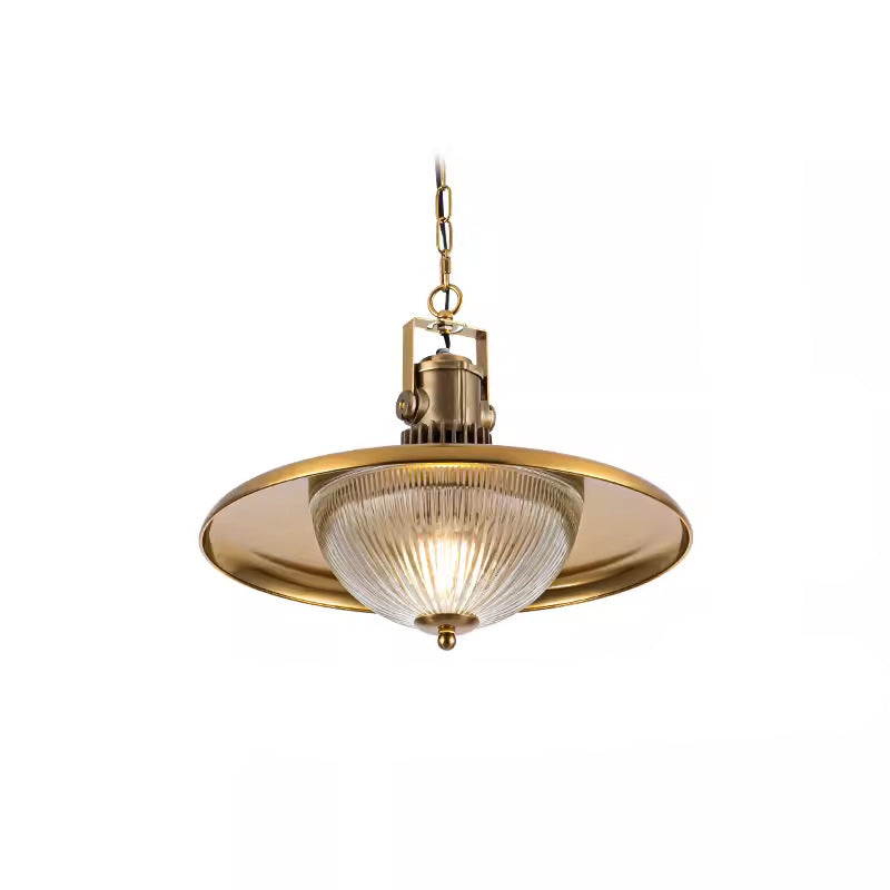 Contemporary Industrial Hardware Disc Glass Shade 1-Light Pendant Light For Living Room