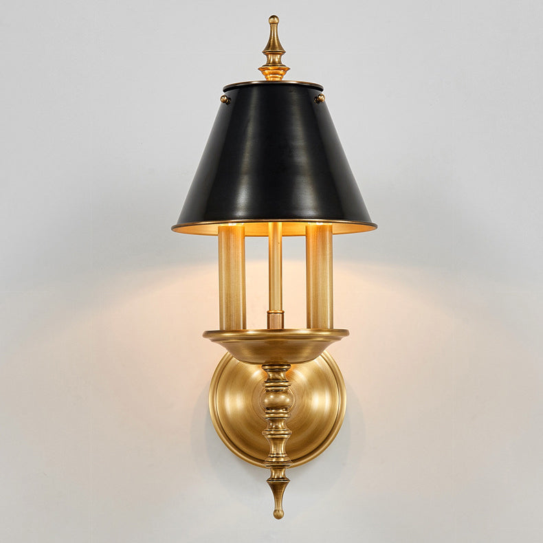 Traditional European Round Candle Holder Full Brass 2-Light Wall Sconce Lamp For Living Room