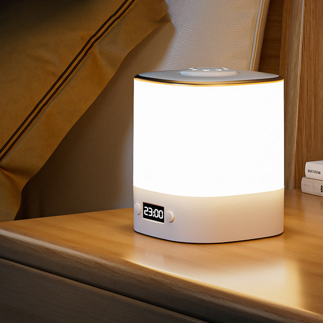 Modern Minimalist Rectangular Clock ABS LED Table Lamp For Bedroom